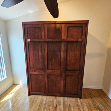 Square Shaker Panel Murphy Wall Bed with 6 Flat Panels, Shelf Leg and Flat Trim