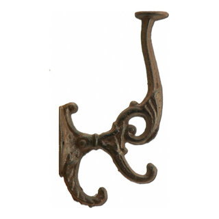 Decorative Victorian Ornate Triple Wall Hook, Rust Brown Cast Iron, 7 Tall  - Traditional - Wall Hooks - by TGL Direct