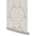 Accentuwall - Classic Damask Peel and Stick Vinyl Wallpaper, Beige on Gray, 24"w X 60"h - Classic Damask peel & stick vinyl wallpaper. This re-positionable wallpaper is designed and made in our studios in New Jersey. The designs are printed onto an adhesive backed vinyl that can be removed, repositioned and reused over and over again. They do not leave any residue on your walls and are ideal for DIY room makeovers without the mess and headaches of traditional wallpaper.