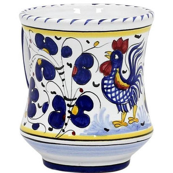 Mug Deruta Majolica Orvieto Rooster Concave Blue Ceramic Handmade