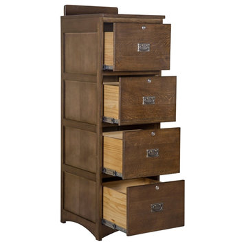 Crafters and Weavers Arts and Crafts 4-Drawer Wood File Cabinet in Walnut