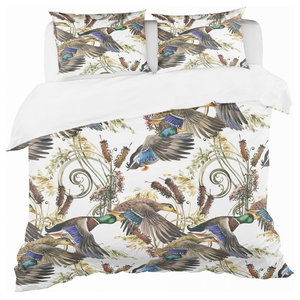 Abstract Blue Flowers Floral Duvet Cover Set - Contemporary - Duvet Covers  And Duvet Sets - by Designart Inc | Houzz