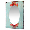 27.5" Decorative Rectangle Wall Mirror With Vintage Blue Frame
