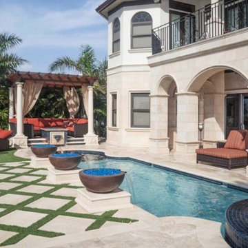 Florida Residence Waterline, Spa, and Fountain Glass Tile