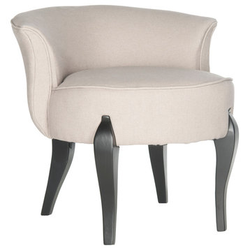 Safavieh Mora French Leg Linen Vanity Chair, Taupe