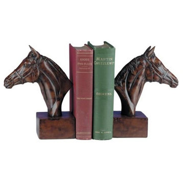 Bookends Bookend EQUESTRIAN Lodge Horse Head Resin Hand-Cast