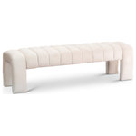 Meridian Furniture - Andaz Velvet Upholstered Bench, Cream - Make a grand statement in your living space with the luxurious Andaz Bench. Crafted with rich cream velvet, this bench features deep channel tufting that adds a touch of elegance and sophistication to any room. The strong and durable frame is crafted from solid wood, ensuring a stable and robust foundation for any use.With its plush seating and stunning design, the Andaz Bench is the perfect addition to any home looking to elevate their decor.