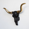 Faux Longhorn Skull Mini, Black, Gold