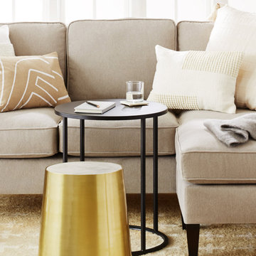 Neutral Living Room with Gold Table Collection