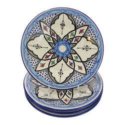 Le Souk Ceramique - Stoneware Dinner Plates, Set of 4, Tibarine Design - Dinner Plates