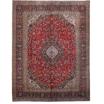 Consigned, Traditional Rug, Red, 10'x13', Kashan, Handmade Wool