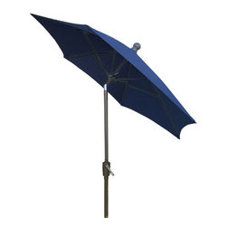 FiberBuilt Umbrellas LLC - 7 1/2' Navy Hexagon Patio Umbrella With Champagne Bronze - Outdoor Umbrellas
