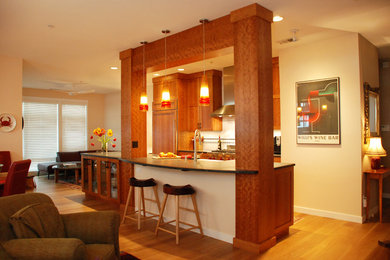 Mid-sized transitional home design photo in Seattle