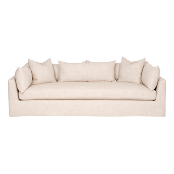 Haven 95" Lounge Slipcover Sofa, Bisque Fabric