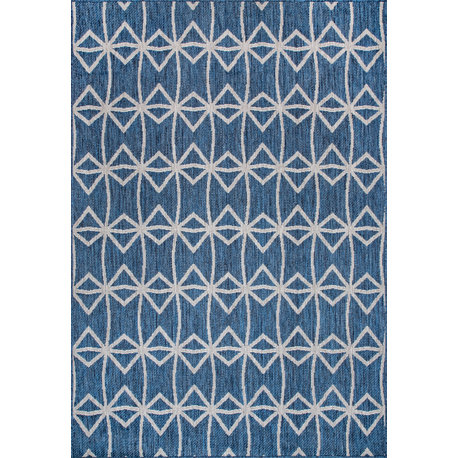 Nuloom Saunders Geometric Indoor/Outdoor Striped Area Rug, Blue 9'6"x12'