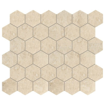 10 3/8"x12" Cappuccino Polished Hexagon Classic Mosaic