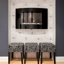 wallpaper wall in basement