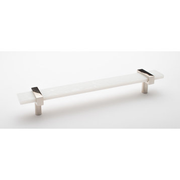 Sietto Adjustable 9" White Glass Bar Pull With Polished Nickel Base