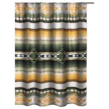 Jashua 72 Inch Shower Curtain Southwest Style Yellow Stripes Button Holes
