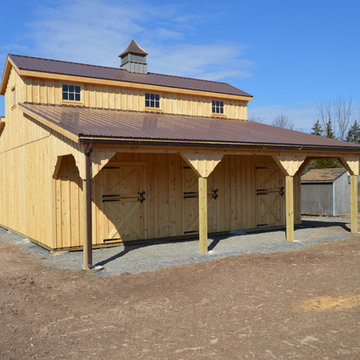 30'x30' modular barn monitor style 8' lean-to 12' lean-to