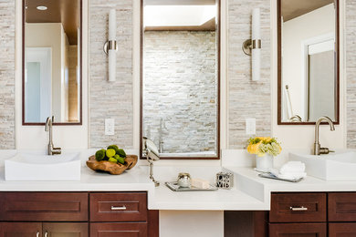 Example of a transitional bathroom design in San Francisco