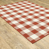 Madelina Gingham Check Indoor/Outdoor Area Rug, Red, 6'7"x9'6"