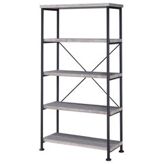 Benzara BM210649 5 Shelves Asymmetric Design Bookcase with Metal