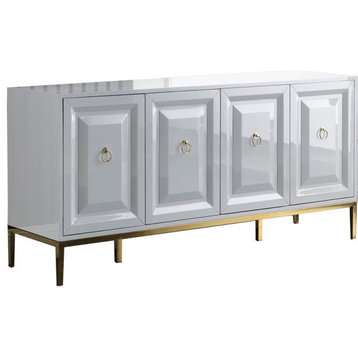 Best Master Furniture Sujay 65" Modern Wood Sideboard with Gold Accents in White