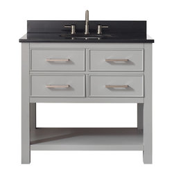 Avantiy Corporation - Avanity Brooks 36" Vanity With Black Granite Top, Chilled Gray Finish - Bathroom Vanities And Sink Consoles