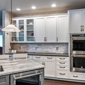 Contrasting White and Dark Gray Cabinets and Countertops in Crownsville, MD