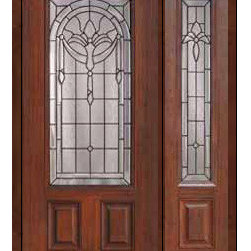 Prehung Side light Door 80 Fiberglass Palacio 2 Panel 3/4 Lite Glass - Front Doors