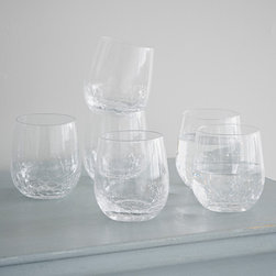 Set of Six Glass Crackle Tumblers - Glasses