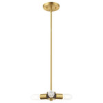 Livex Lighting - Livex Lighting Satin Brass 3-Light Mini Chandelier - Exposed bulb sockets are fixed over satin brass with bronze accent to create an eclectic look perfect for mid century modern or transitional spaces wanting an industrial touch.