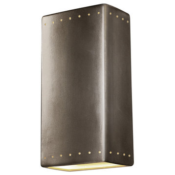 Ambiance Big Rectangle, Open Top/Bottom Sconce, Antique Silver, Dedicated LED