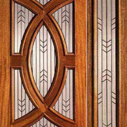 Mahogany Prehung Single Door and Sidelite with Triple Glazed, Circle - Front Doors