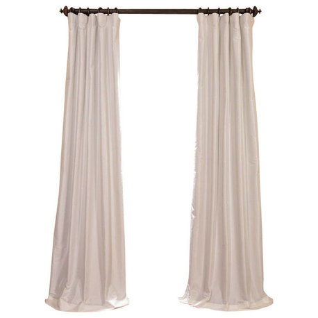 Eggshell Blackout Faux Silk Taffeta Curtain Single Panel, 50"x96"