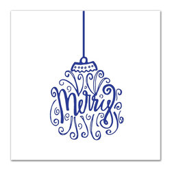DDCG - Merry Blue Ornament Canvas Wall Art, 16"x16" - Prints And Posters
