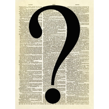 Question Mark Symbol Dictionary Art Print, Black