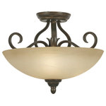 Golden Lighting - Riverton Semi-Flush, Convertible, Peppercorn With Linen Swirl Glass - Golden Lighting's Riverton Semi-Flush (Convertible) in Peppercorn is suitable for transitional to traditional styles