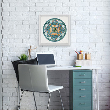 "Blue Center Clover Leaf" Framed Painting Print