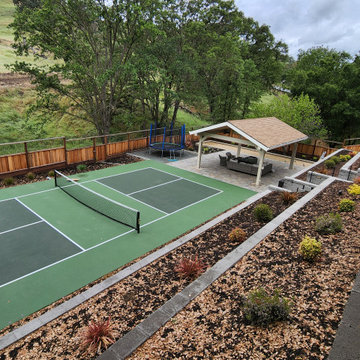 Pavillion, retainning wall, Bocce ball court and pickle ball court