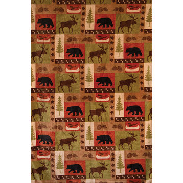 Patchwork Lodge Rustic Cabin Curtain Panels, Set of 2