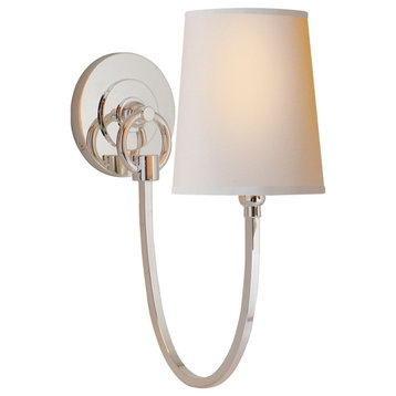 Reed Single Sconce in Polished Nickel with Natural Paper Shade