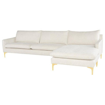 Anders Reversible Sectional, Coconut/Brushed Gold Legs