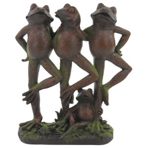 Royal Dance Crowned Prince Frog & Bird Metal Garden Sculpture Statue Large 22"H 