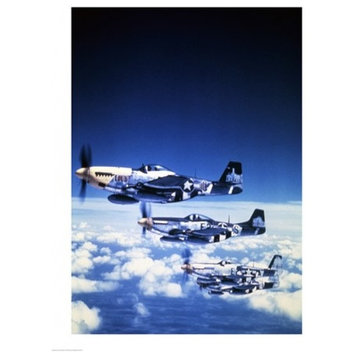 Four Fighter Planes In Flight P-51 Mustang Print