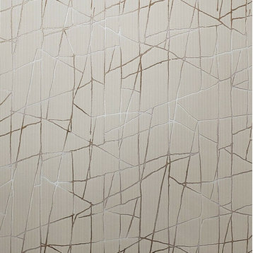 Wallpaper beige tan cream gold abstract lines, 21 Inc X 33 Ft Roll