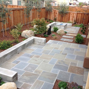 Mountain View, concrete seat wall