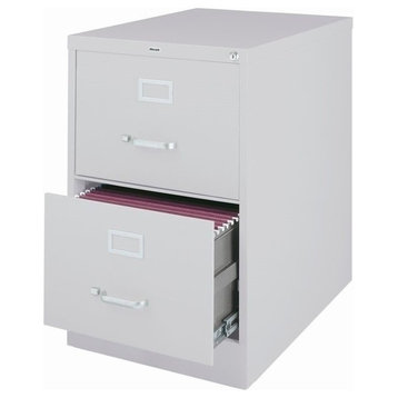 Hirsh 26.5"D Metal 2 Drawer Legal Width Vertical File Cabinet in Light Gray