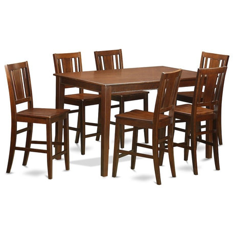 7-Piece Pub Table Set, Counter Height Table and 6-Chair